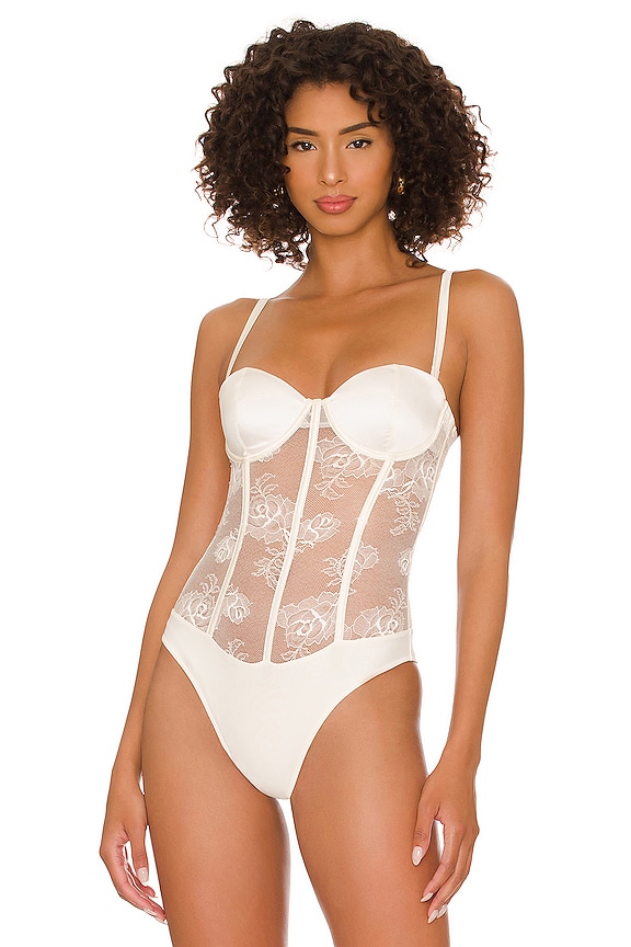 view 2 of 6 Bouquet Lace and Silk Bodysuit in Ivory