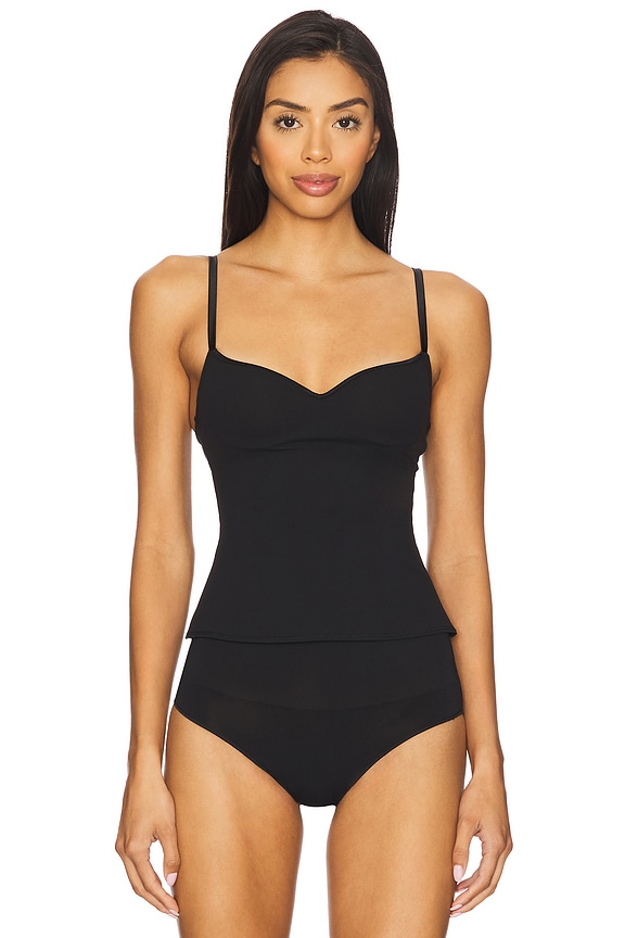 view 2 of 5 Scooped Neck Built-in Bra Cami in Black