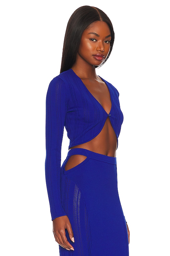 view 2 of 4 Sheer Stripe Knit Cardigan in Electric Blue