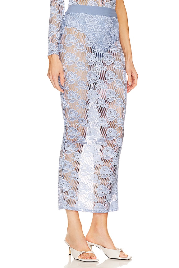 view 2 of 4 Rosalia Lace Fitted Skirt in Denim