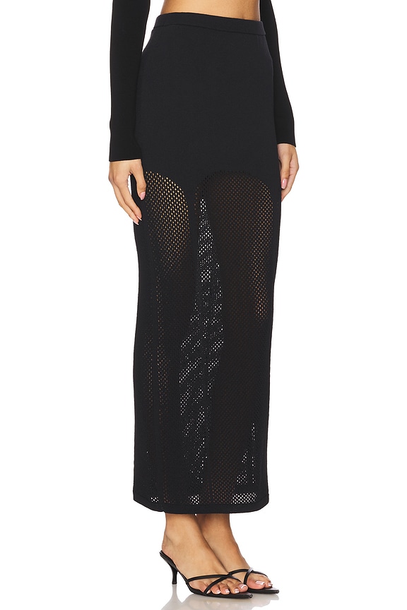 view 2 of 6 Knit Mesh Garter Skirt in Black