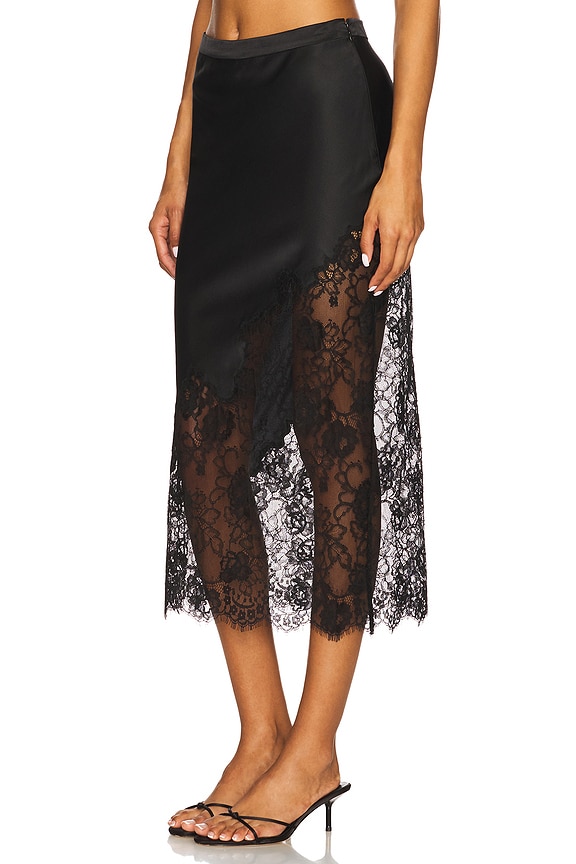 Silk And Lace Scallop Midi Skirt