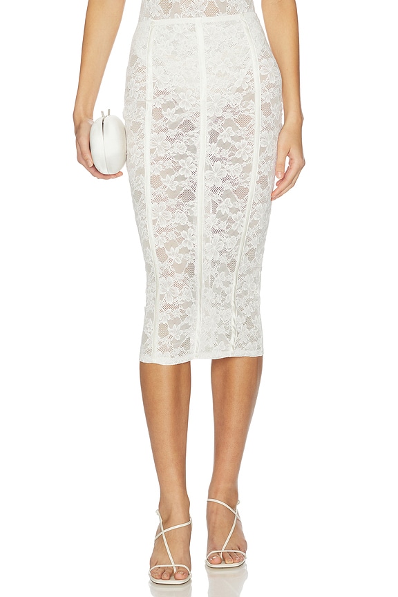 view 1 of 6 JUPE LE STRETCH LACE PENCIL in Ivory