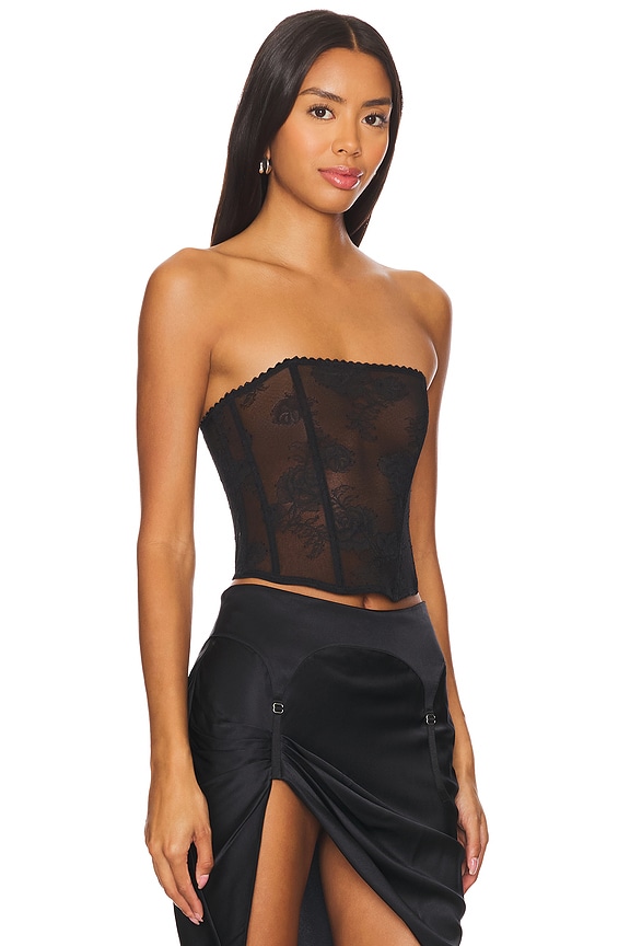 view 2 of 5 Bouquet Lace Corset Top in Black
