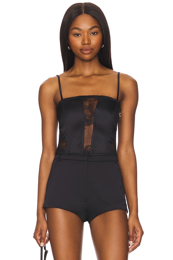view 2 of 5 Silk And Bouquet Lace Corset Top in Black