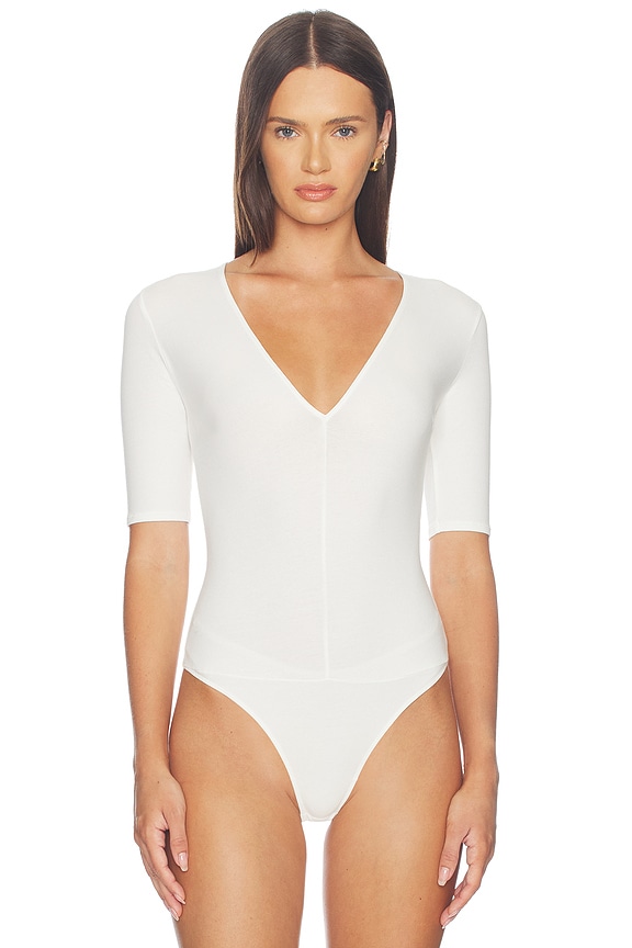 view 2 of 5 BODY ORGANIC COTTON DEEP PLUNGE in Ivory