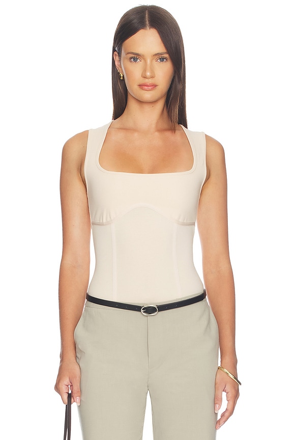 view 1 of 5 BODY ORGANIC COTTON SCOOP NECK in Tahini