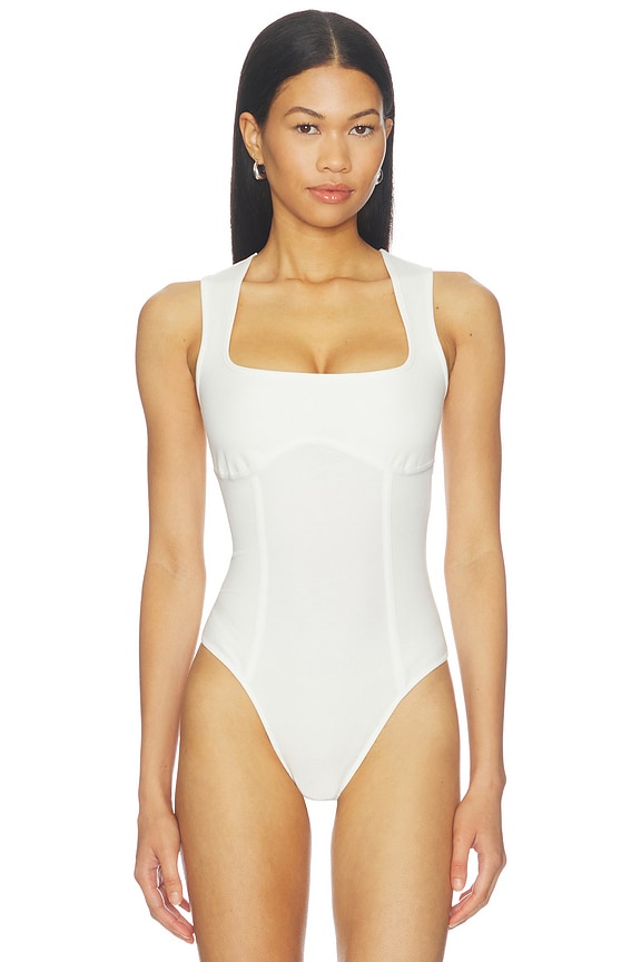 view 2 of 5 Organic Cotton Scoop Neck Bodysuit in Ivory