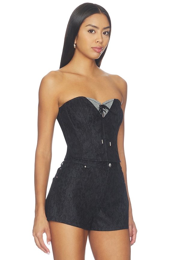 view 2 of 4 Lace Denim Bustier in Black