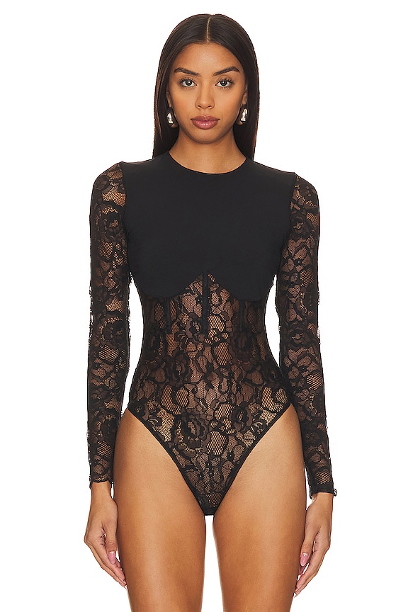 view 2 of 5 Boned Bodysuit in Black