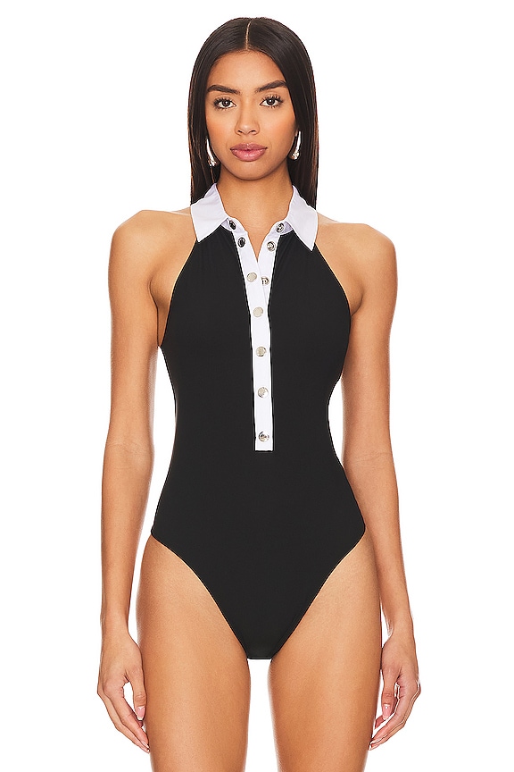 view 2 of 5 High Collar Bodysuit in Black