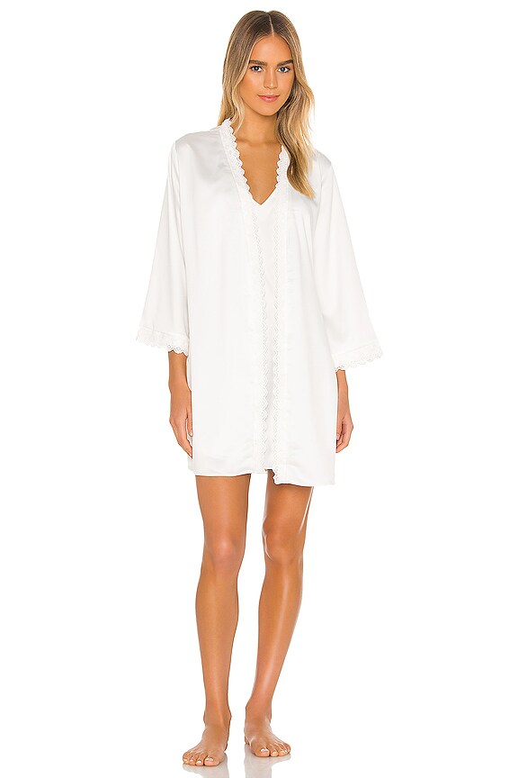view 2 of 4 Victoria Solid Charmeuse Wrap Robe in Ivory