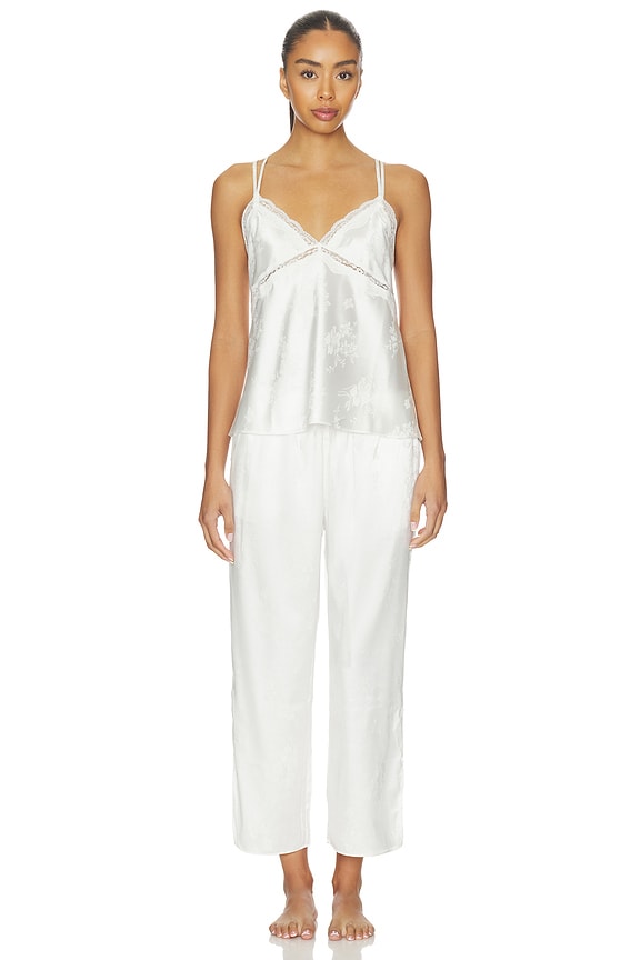view 1 of 4 Florence Solid Jacquard Charmeuse Capri Set in Ivory