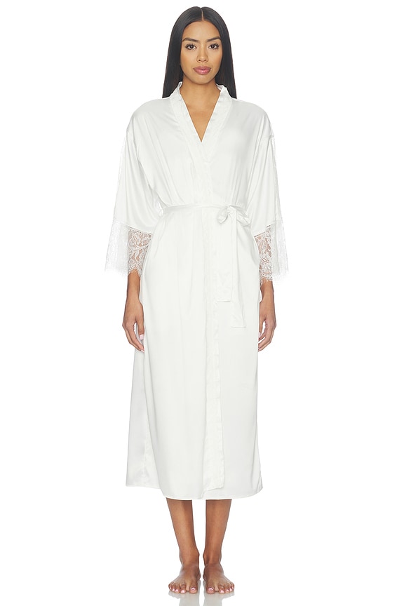 view 2 of 4 Skyler Solid Stretch Charm Robe in Ivory
