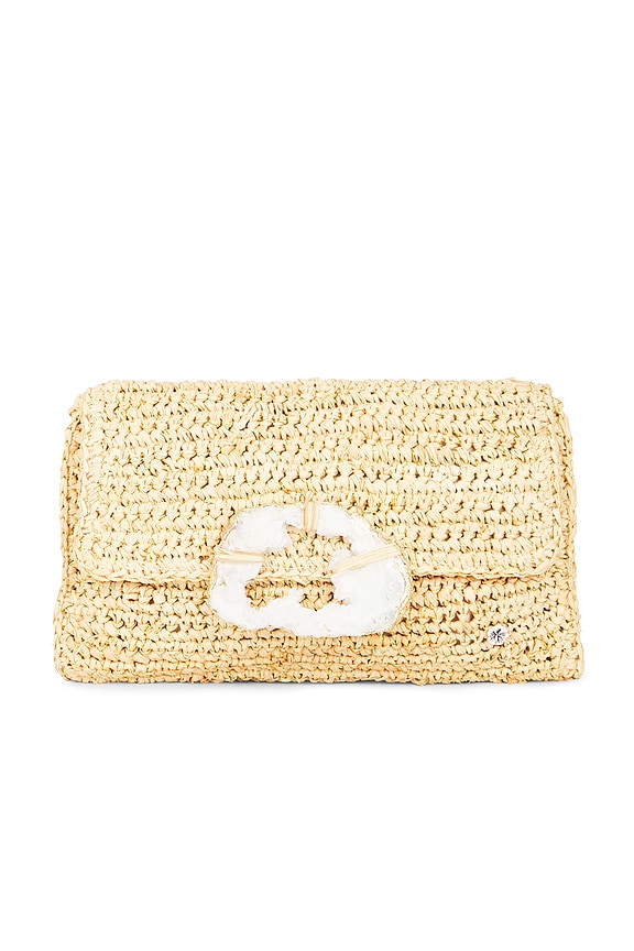 view 1 of 4 Esplendor Crochet Raffia Clutch in Natural & Gold