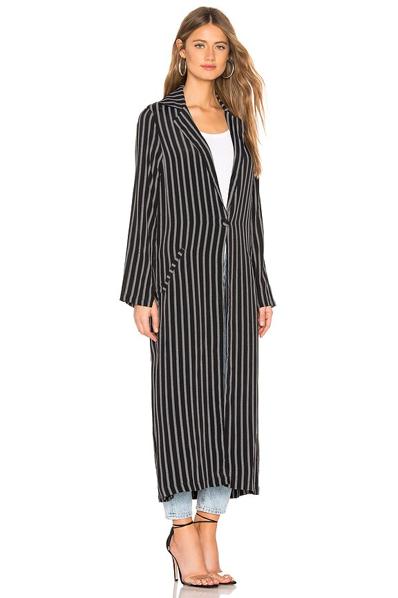 view 2 of 4 MANTEAU LARGE ATHENA in Black Stripes