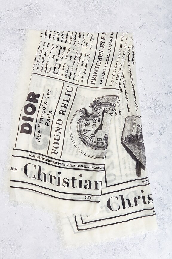 view 2 of 5 Dior Newspaper Scarf in White
