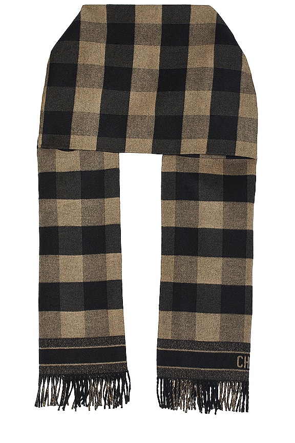 view 2 of 2 Dior Striped Knit Shawl in Black & Brown