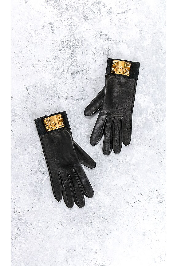 view 2 of 8 Hermes Leather Gloves in Black