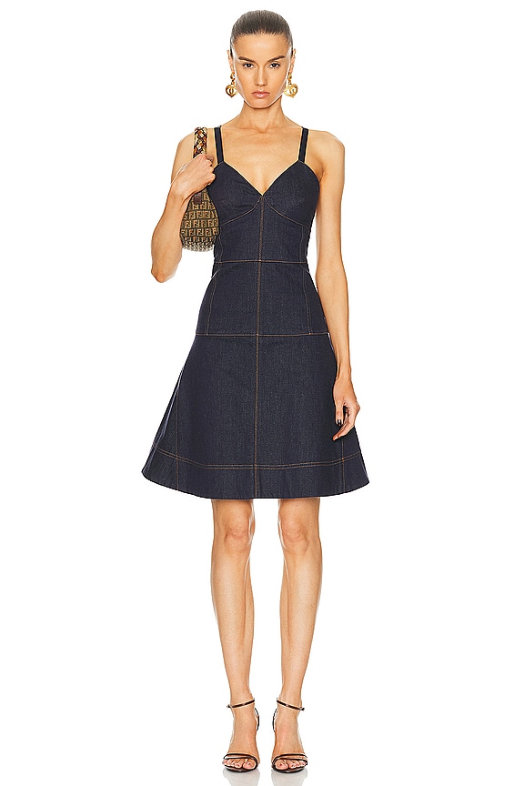 view 2 of 7 Fendi Denim Dress & Vest Set in Dark Blue