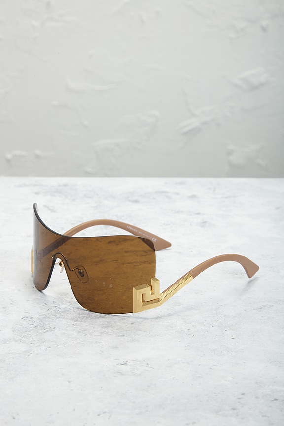 view 2 of 7 Versace Tinted Shield Sunglasses in Brown