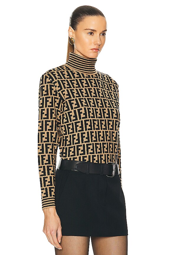view 2 of 4 Fendi Zucca Turtleneck Sweater in Beige