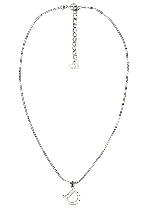 FWRD Renew Dior Logo Pendant Necklace in Silver | REVOLVE