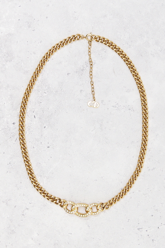view 2 of 5 Dior Rhinestone Chain Necklace in Gold