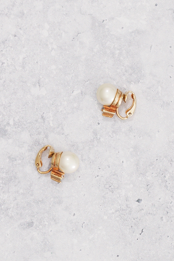 view 2 of 6 Dior Pearl Rhinestone Earrings in Gold