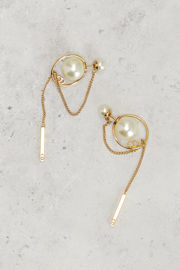 view 2 of 4 Dior Tribales Imitation Pearl Earrings in Gold