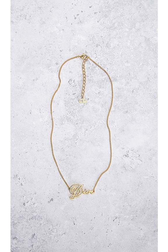 view 2 of 5 Dior Cursive Logo Necklace in Gold