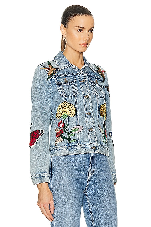 view 2 of 6 Gucci Embroidered Denim Jacket in Blue