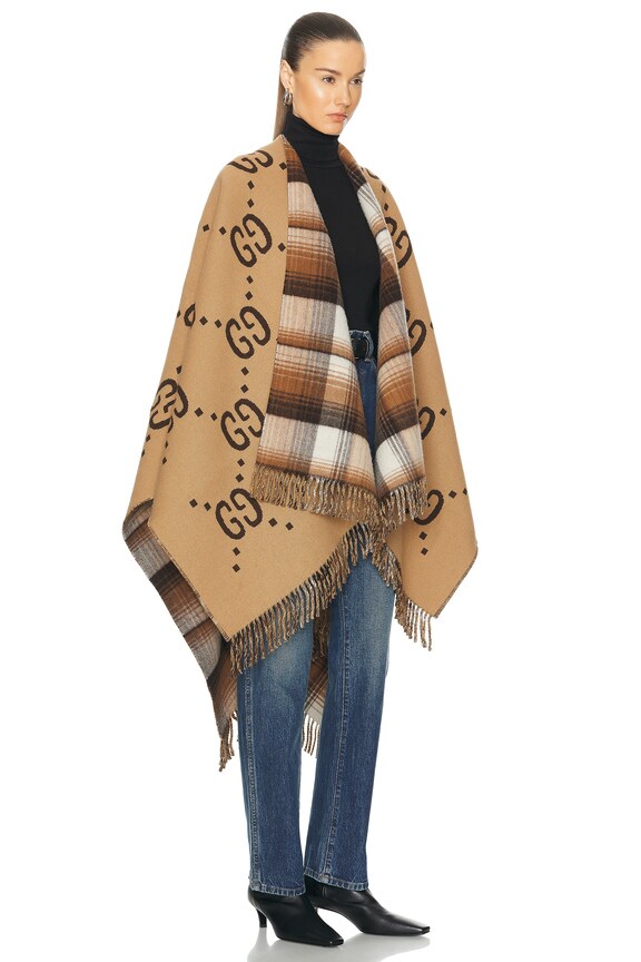 view 2 of 3 Gucci Reversible Poncho Cape in Brown