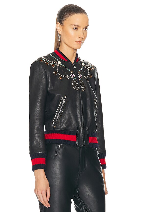 view 2 of 5 Gucci Studded Riders Jacket in Black