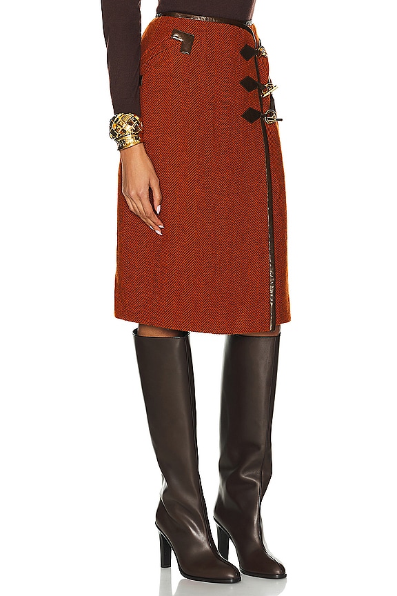 view 2 of 6 Hermes Wrap Buckle Skirt in Orange