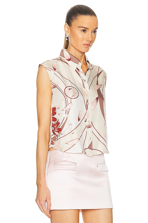view 2 of 5 Hermes Sleeveless Floral Silk Top in Cream