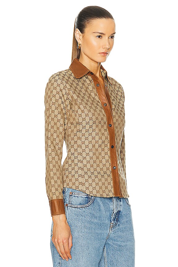 view 2 of 4 Gucci Tom Ford GG Monogram Button Down Shirt in Beige