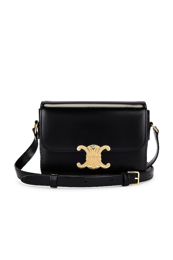 FWRD Renew Celine Triomphe Shoulder Bag in Black REVOLVE