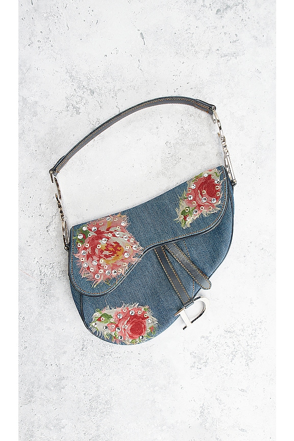 view 2 of 9 Dior Floral Saddle Bag in Blue
