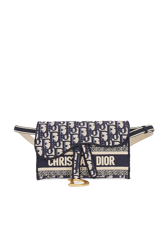 FWRD Renew Dior Oblique Saddle Waist Bag in Navy REVOLVE