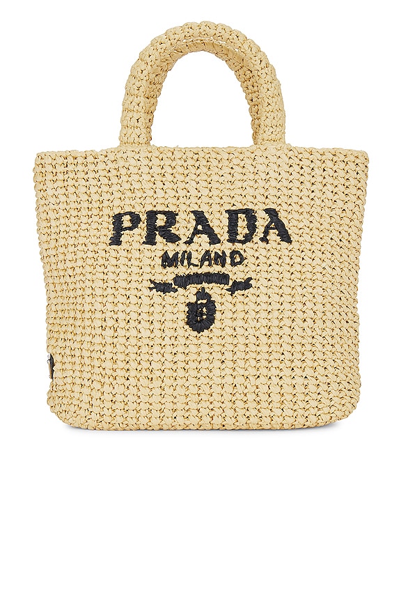 FWRD Renew Prada Raffia Tote Bag in Beige | REVOLVE