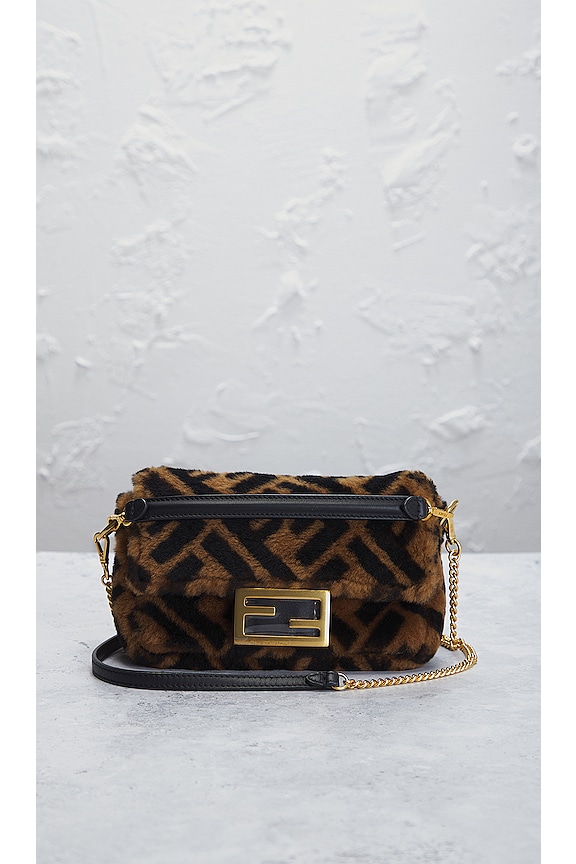 view 2 of 9 Fendi Mini Zucca Baguette Chain Shoulder Bag in Brown