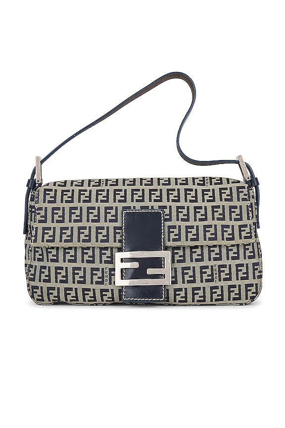 FWRD Renew Fendi Zucca Mama Canvas Baguette Shoulder Bag in Grey | REVOLVE