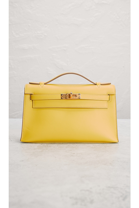 view 2 of 8 Hermes Calfskin Kelly Pochette Handbag in Yellow