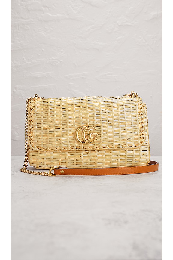 view 2 of 10 Gucci GG Marmont Wicker Shoulder Bag in Beige