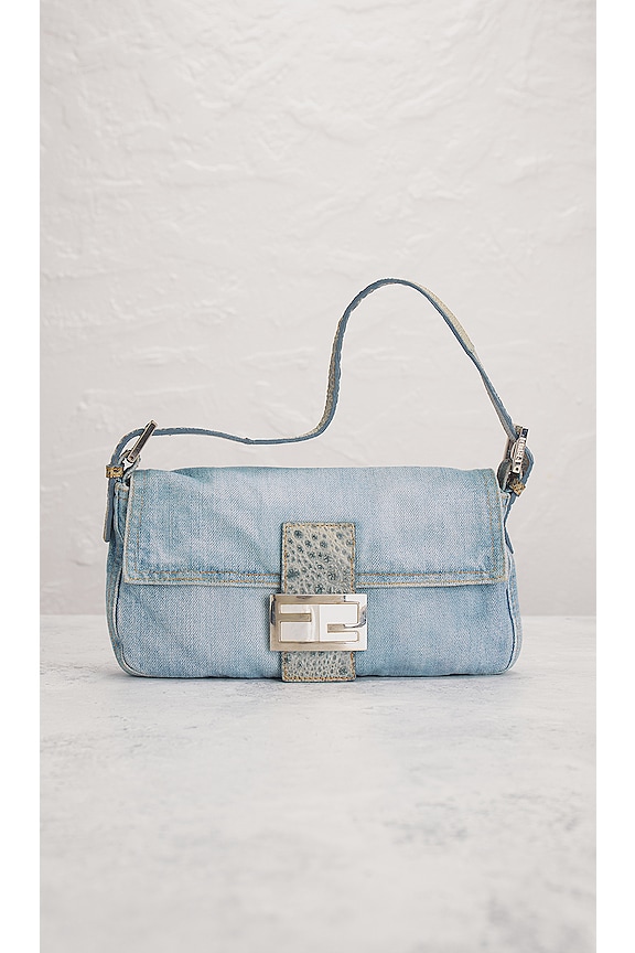 view 2 of 10 Fendi Mama Denim Baguette Shoulder Bag in Blue