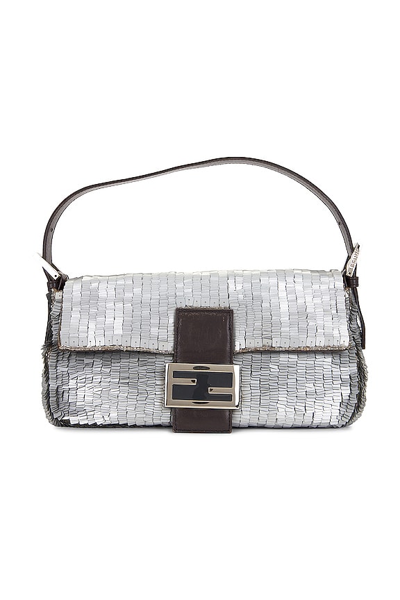 view 1 of 10 Fendi Re-Edition Sequin Baguette Shoulder Bag in Silver