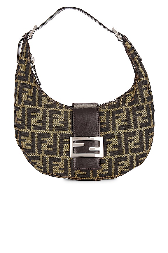 view 1 of 10 Fendi Zucca Mama Half Moon Crescent Shoulder Bag in Brown