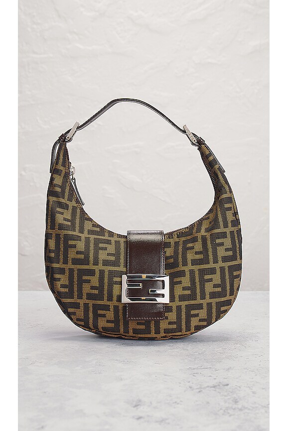 view 2 of 10 Fendi Zucca Mama Half Moon Crescent Shoulder Bag in Brown