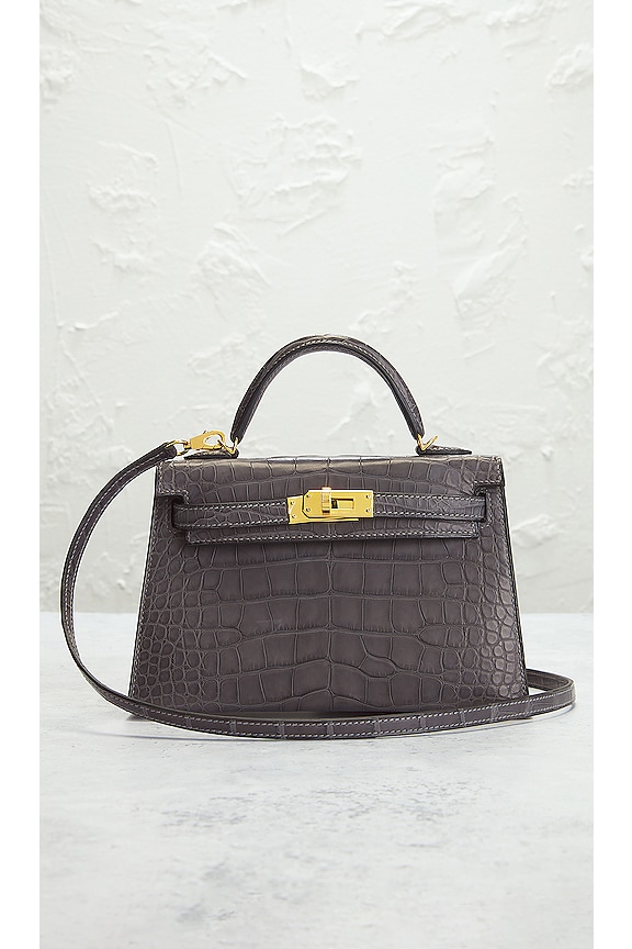 view 2 of 8 Hermes Mini Kelly Matt Alligator Handbag in Graphite